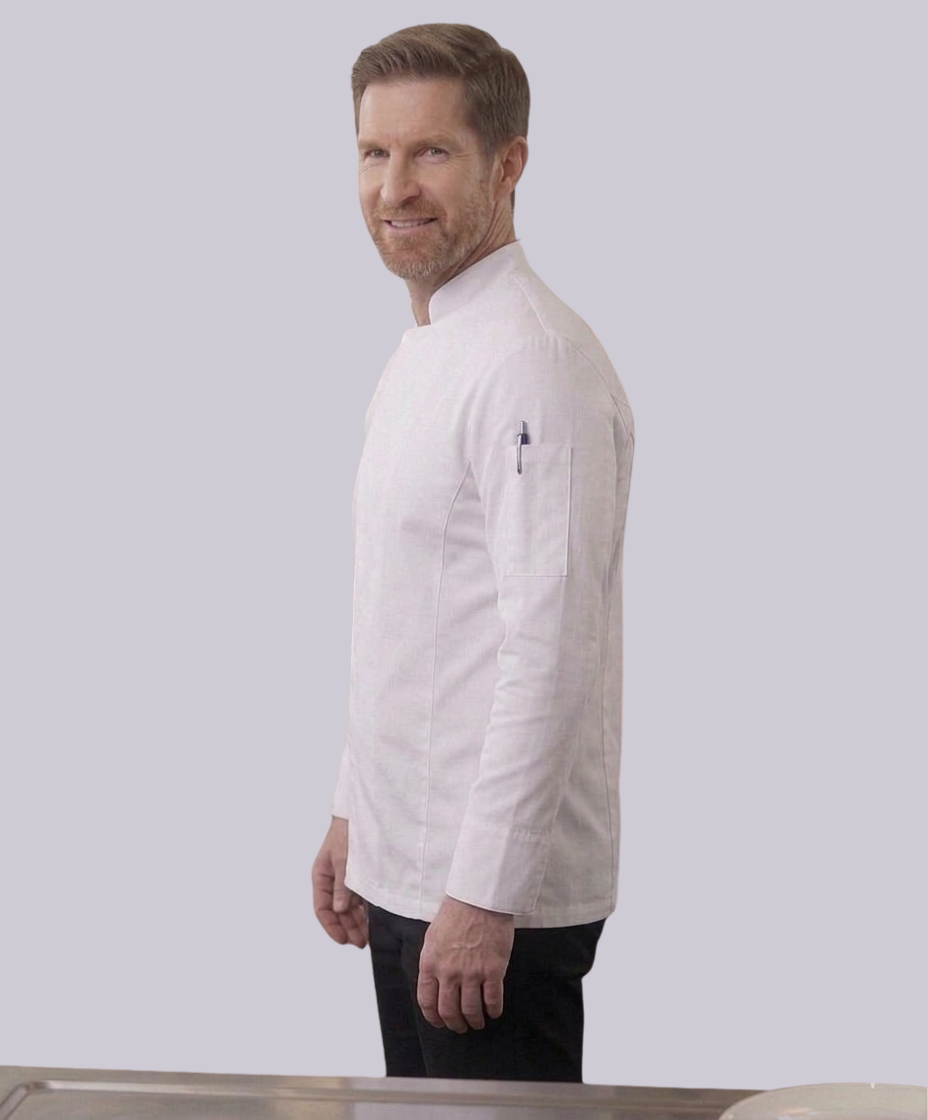 CHEF JACKET LONG SLEEVE BUTTON FASTEN (WHITE)