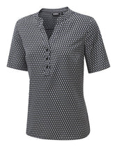 BETH CREPE POP-OVER TOP WITH A SHIELD PRINT DESIGN