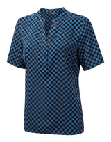 BONNIE CREPE POP-OVER BLOUSE WITH TILE PRINT DESIGN