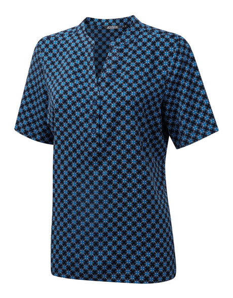 BONNIE CREPE POP-OVER BLOUSE WITH TILE PRINT DESIGN