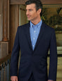 Man Wearing A Navy Blue Tailored Fit Single Breasted Business Jacket