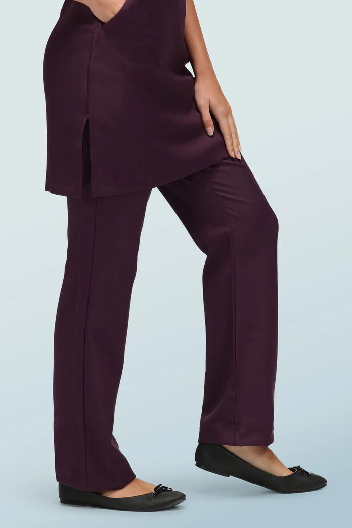 Lili Straight-Leg Beauty Trouser - Plum