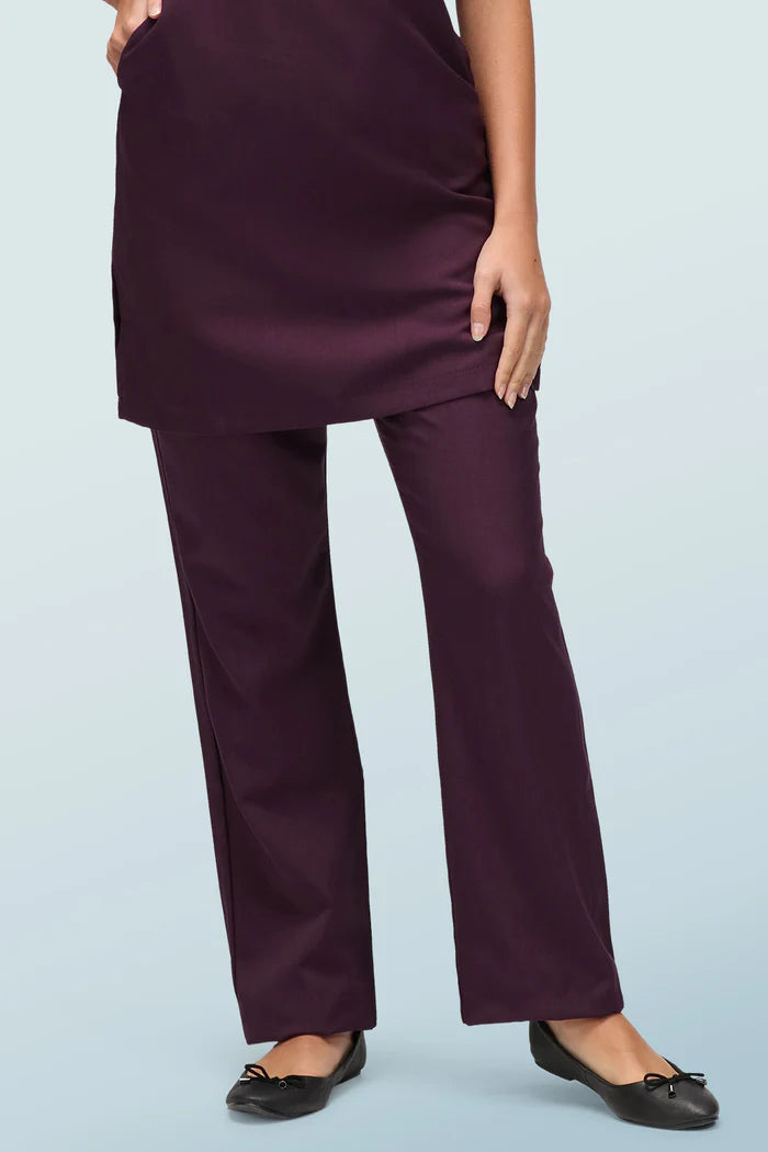 Lili Straight-Leg Beauty Trouser - Plum