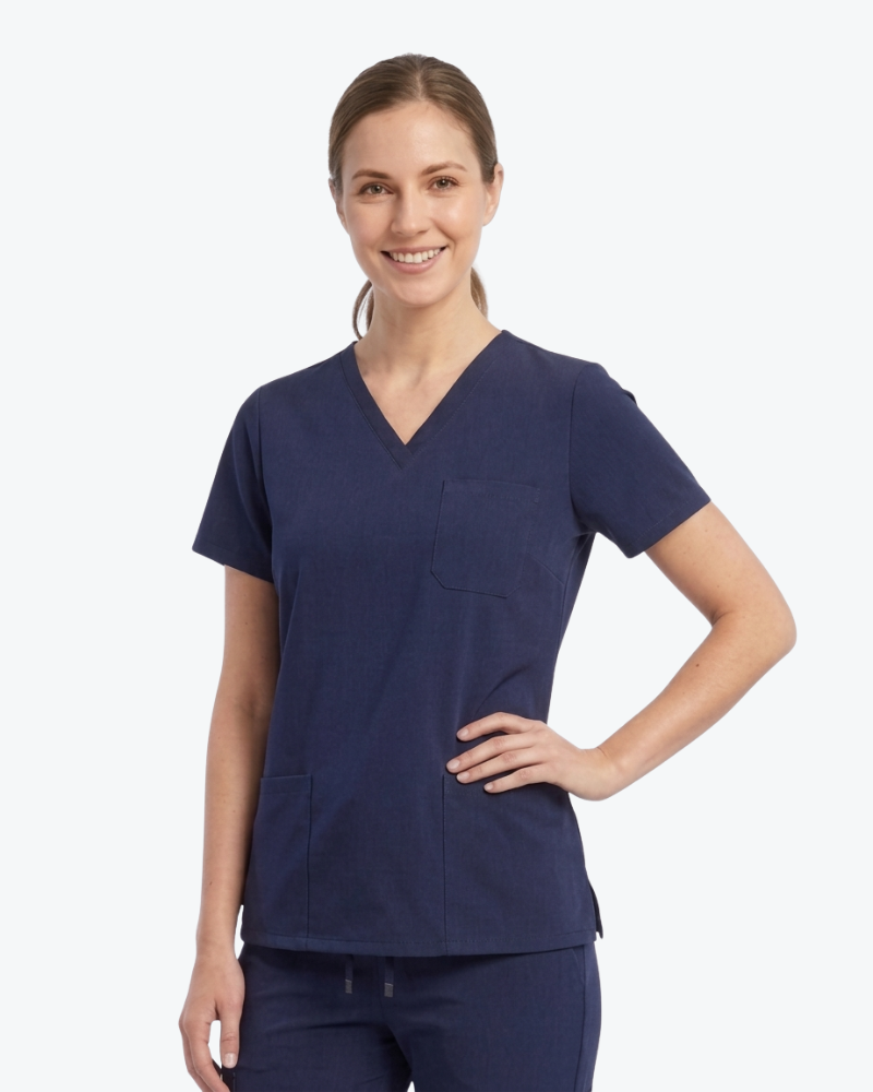 Alumea Ladies V-neck Stretch Scrub Top