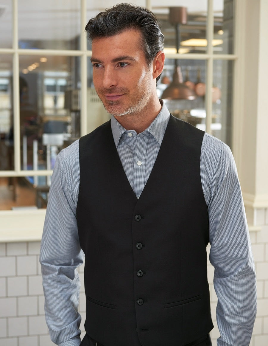 Man Wearing A Black Business Waistcoat