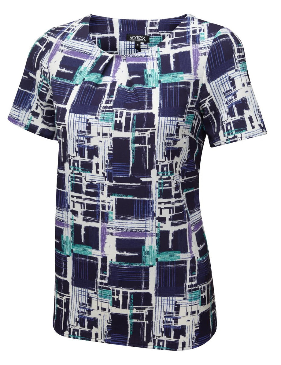 PENNY COMFORT STRETCH BLOUSE IN A PAINT PRINT DESIGN