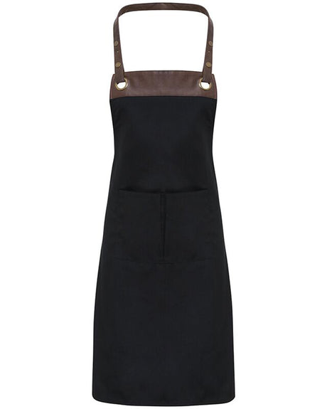 Espresso Apron with Faux Leather Straps