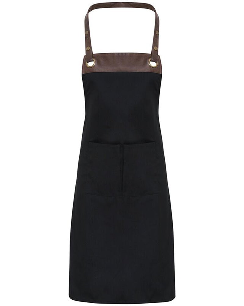 Espresso Apron with Faux Leather Straps