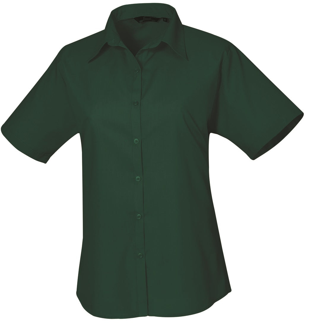 WOMEN'S SHORT SLEEVE FITTED STYLE POPLIN SHIRT