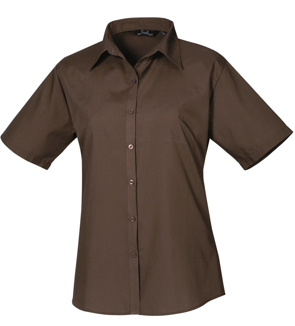 WOMEN'S SHORT SLEEVE FITTED STYLE POPLIN SHIRT