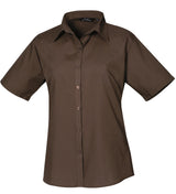 WOMEN'S SHORT SLEEVE FITTED STYLE POPLIN SHIRT