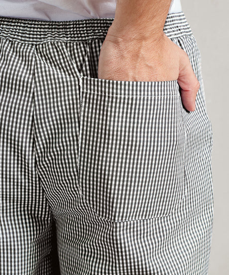 BLACK & WHITE CHECK CHEF'S TROUSER WITH ELASTIC WAIST