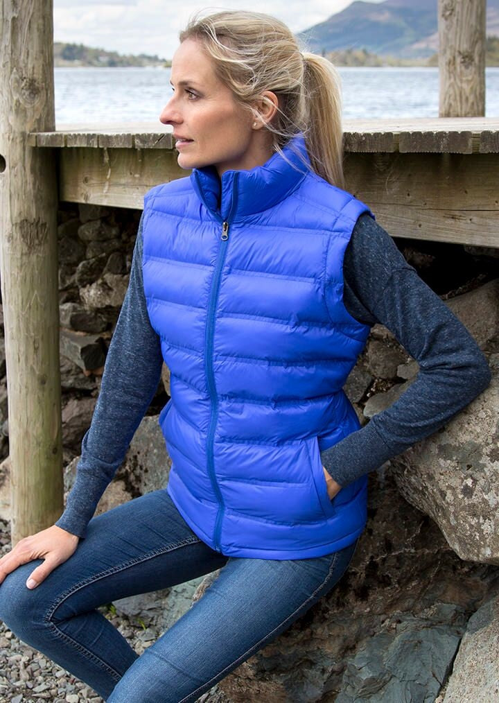 Woman Wearing Royal Blue Windproof Padded Gilet