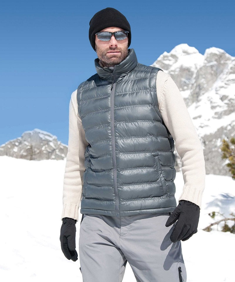 Man Wearing Black Windproof Padded Gilet