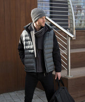 Man Wearing Black Windproof Padded Gilet