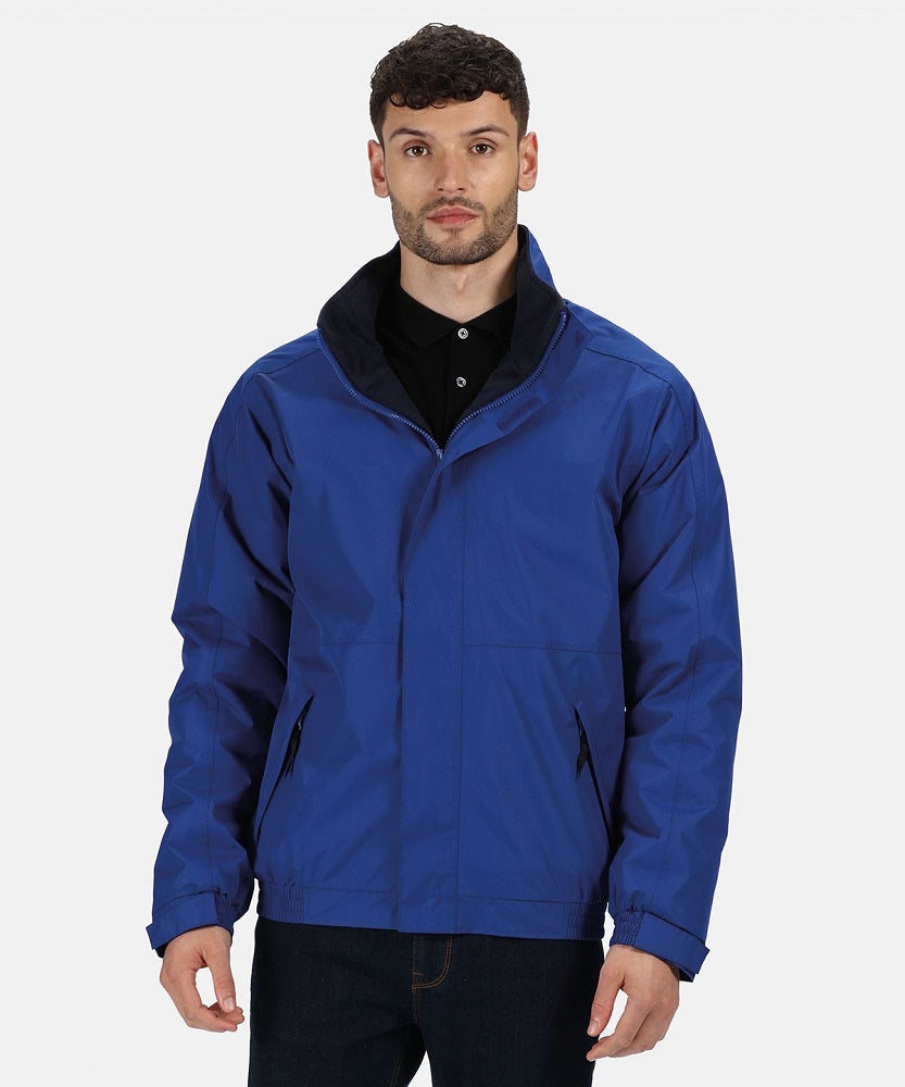 Man Wearing Royal Blue Waterproof Fleece Lined Jacket