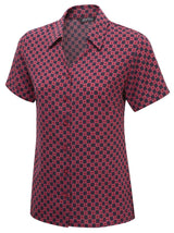 Red Tile Print Crepe Blouse