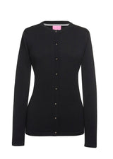 Women's Black Crew Neck Cardigan