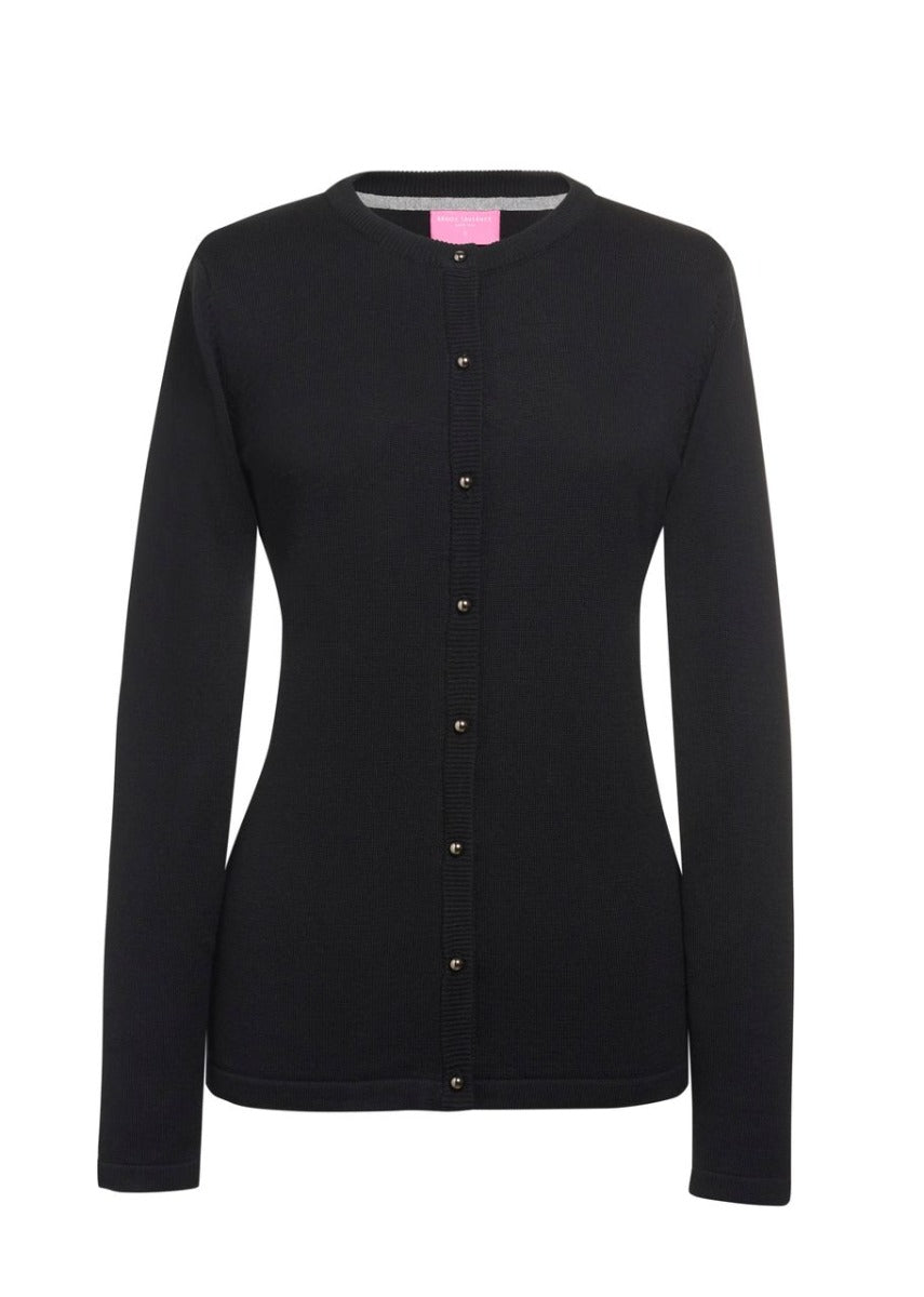 Women's Black Crew Neck Cardigan