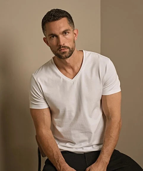 MEN'S LUXURY STRETCH V-NECK SHORT SLEEVE T-SHIRT