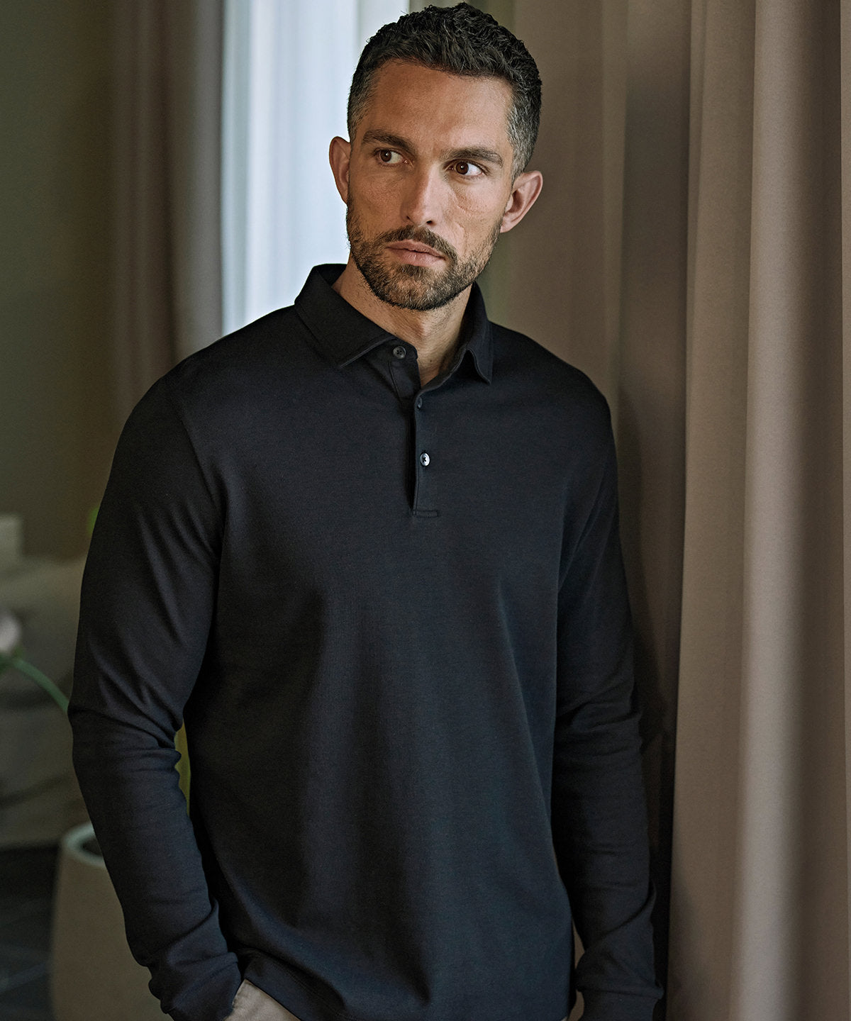 MEN'S PIMA COTTON LONG-SLEEVE POLO SHIRT