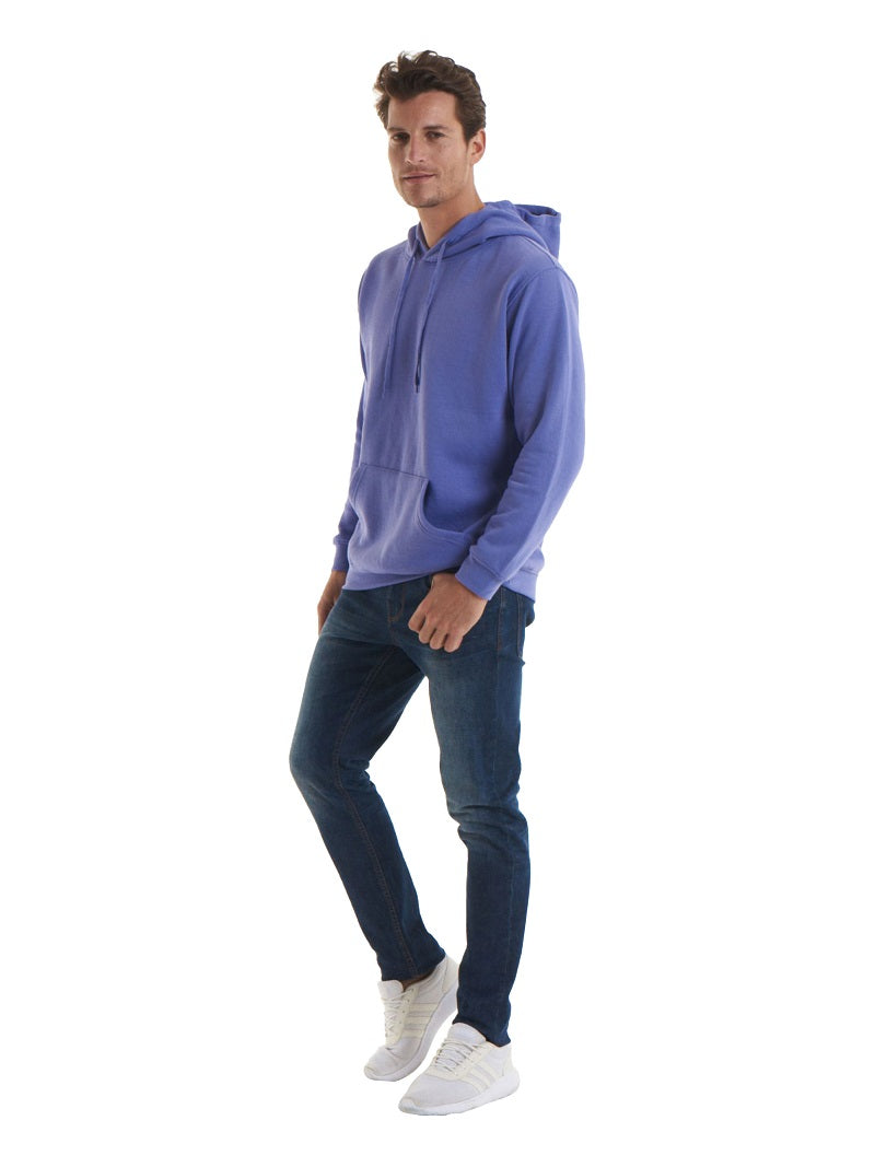 Man Wearing Violet Pull Over Hooded Sweatshirt