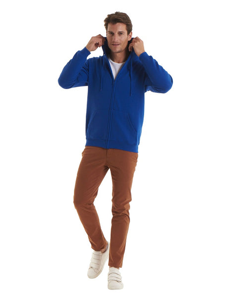Full Zip Hooded Sweatshirt With Front Pouch Pockets