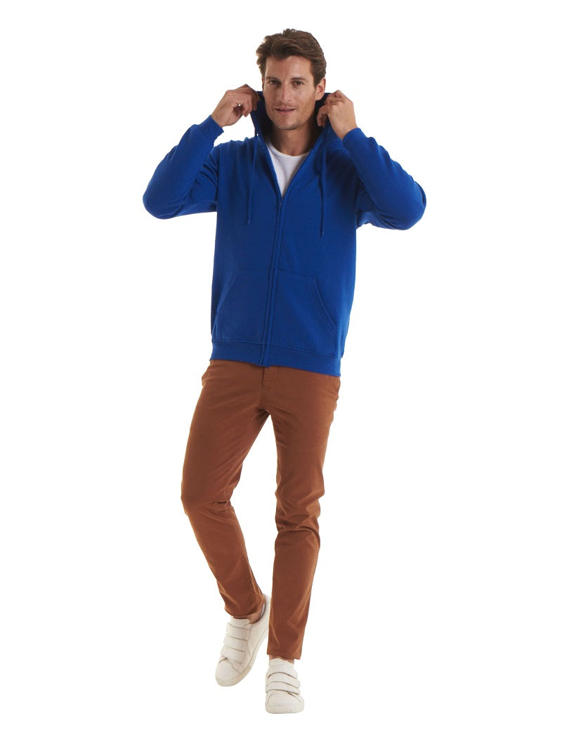 Full Zip Hooded Sweatshirt With Front Pouch Pockets