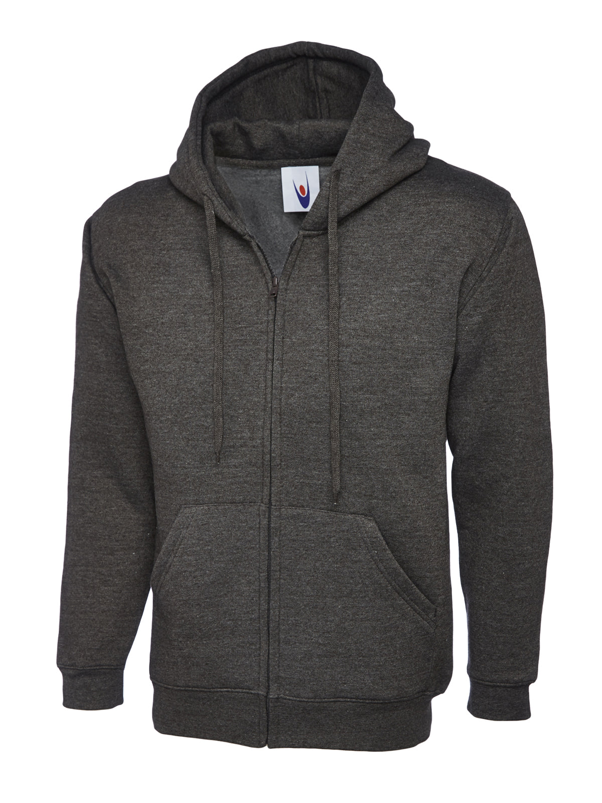 Full Zip Hooded Sweatshirt With Front Pouch Pockets