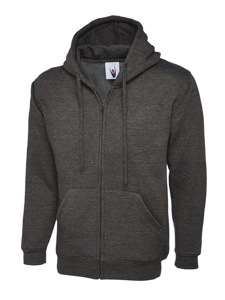 Full Zip Hooded Sweatshirt With Front Pouch Pockets