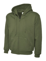 Full Zip Hooded Sweatshirt With Front Pouch Pockets
