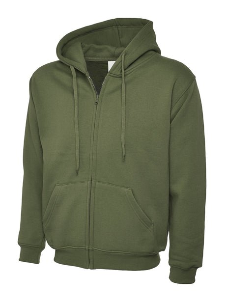 Full Zip Hooded Sweatshirt With Front Pouch Pockets