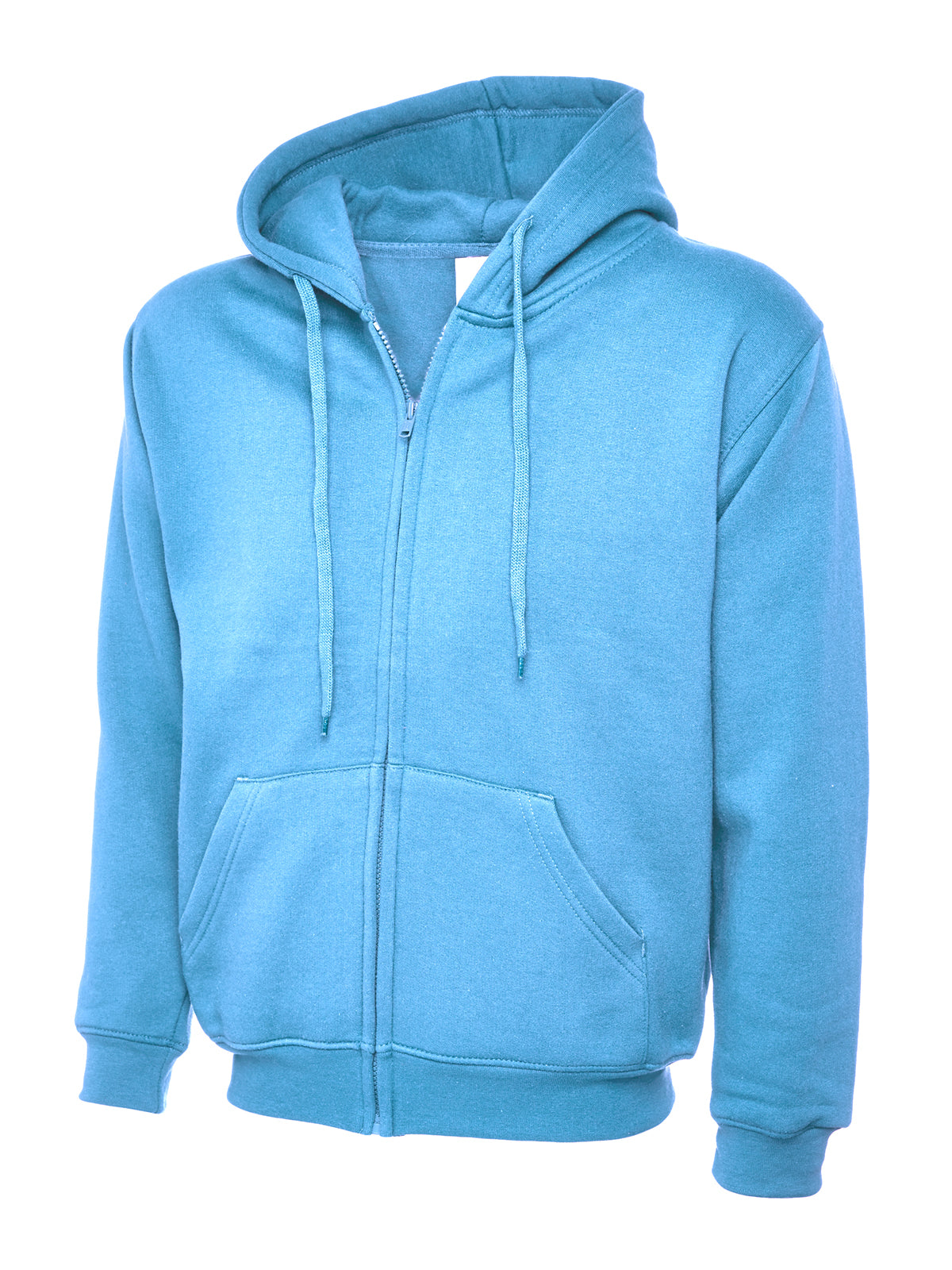 Full Zip Hooded Sweatshirt With Front Pouch Pockets