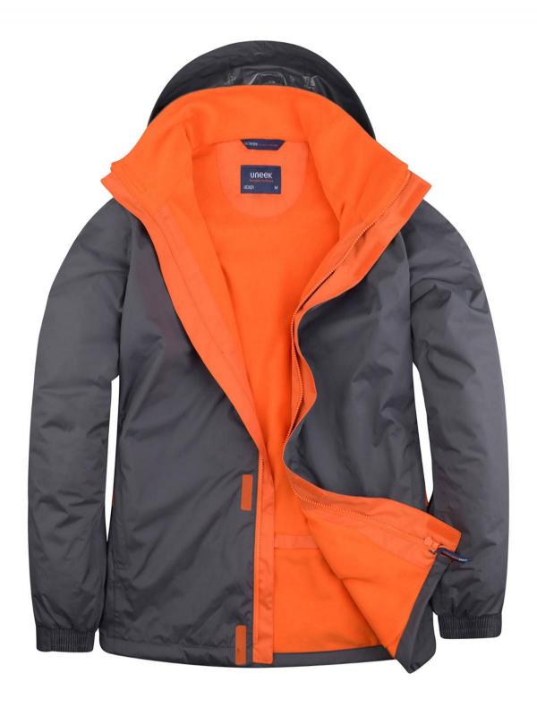 Deep Grey Waterproof Jacket With Orange Fleece Lining