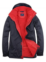 Navy Blue Waterproof Jacket With Red Fleece Lining